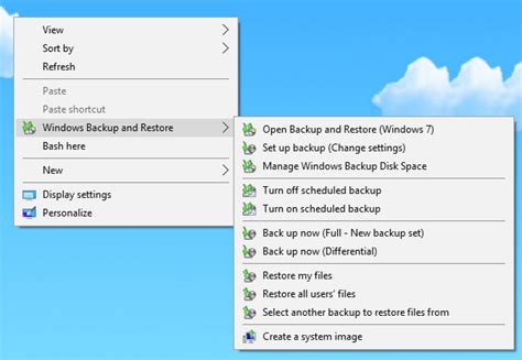 Add Windows Backup And Restore Options To Desktop Right Click