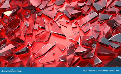 Red Colored Shuttered Broken Glass Background Generative Ai Stock Photo