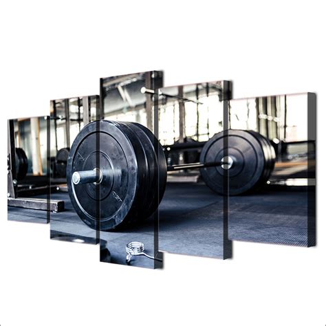 5 Pieces Weightlifting Sports Gym Fitness Modern Wall Art Canvas Prints