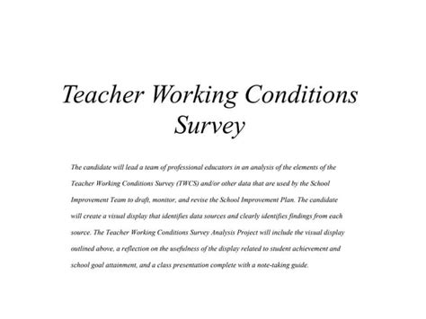 Teacher Working Conditions Survey Ppt