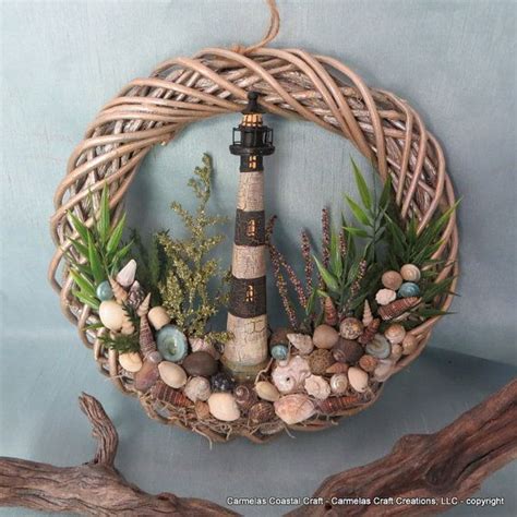 Light House Sea Shell Wreath By Carmelascoastalcraft On Etsy Beach