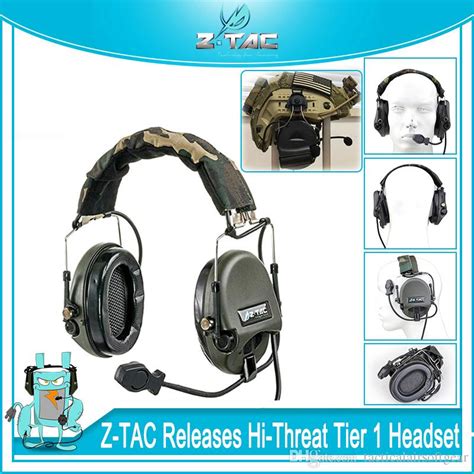 z tac tactical hi threat tier 1 aviation headset with noise canceling microphone waterproof