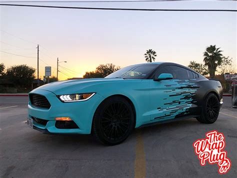 Ford Mustang Wrapped In 3m Satin Key West And Satin Black Vinyls