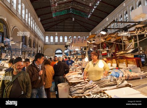 Athens Central Market Varvakios Agora Or Dimotiki Agora Traditional