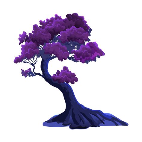Illustration With Purple Curved Fantasy Tree Isolated On White
