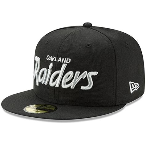 New Era Las Vegas Raiders Black Script Logo Omaha 59fifty Fitted Hat