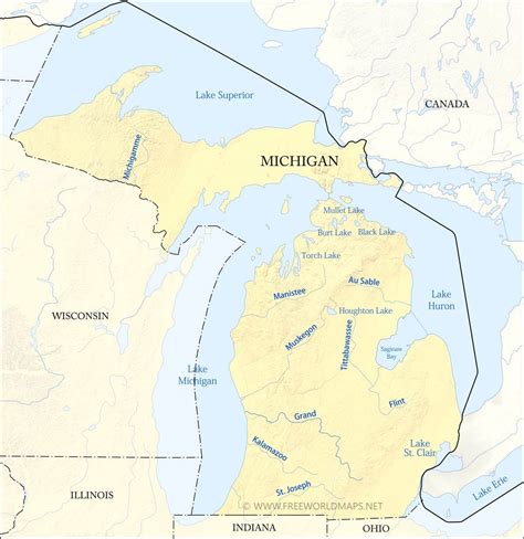 Physical Map Of Michigan