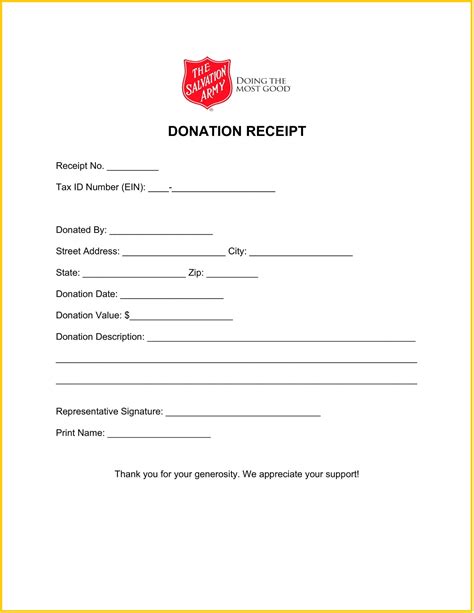 sample salvation army donation receipt template geneevarojr