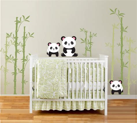Pandas And Bamboo Forest Vinyl Wall Decal For Nursery Kids Childrens