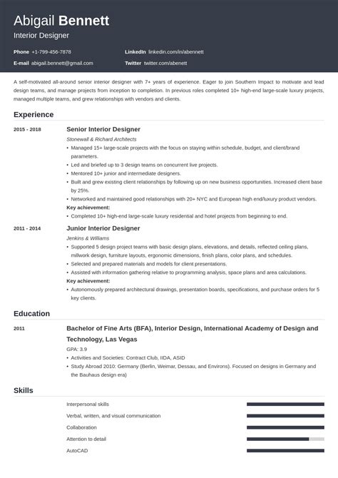 Interior Design Resume Examples And Skills Guide For 2023