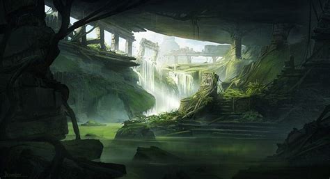 Jungle Ruins Concept Art Deep Shadows Fantasy Art Landscapes Fantasy
