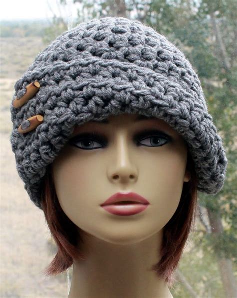Crochet Womens Hat 1920s Cloche Style Womens Winter Hat Etsy Winter