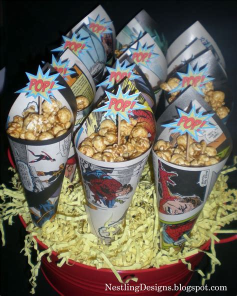 Popcorn Cones Superhero Birthday Superhero Party Birthday Party