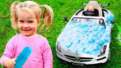 Pretend Play Car Wash With Cleaning Toys And Power Wheels сars Youtube