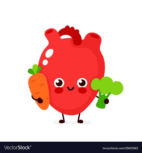 Cute Healthy Happy Heart Character Royalty Free Vector Image