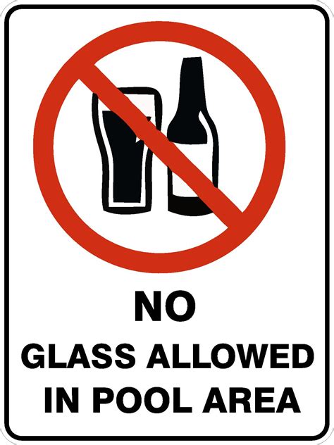 No Glass Allowed In Pool Area Discount Safety Signs Australia
