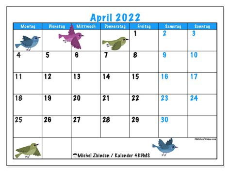Kalender April 2022 Michel Zbinden De