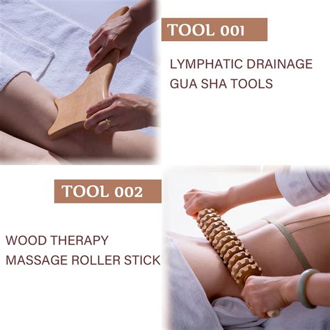 Mikako 10 Pcs Set Wood Lymphatic Drainage Tool Wood Therapy Massage Tool Maderoterapia Kit