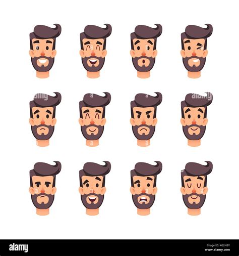 man s head with different emotions cartoon vector male faces character set facial emotions for