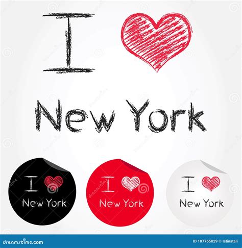 I Love New York Illustration Of Heart And Stickers Stock Vector