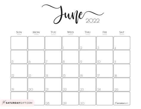 June Calendar Blank Template Printable Kids 2024 Calendar Printable