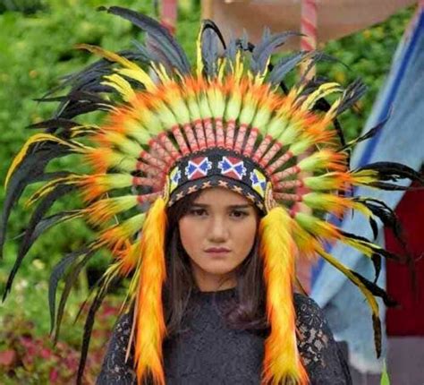 Aztec Feather Headdress Feather Yellow Hat Headdress Warbonnet Small Handmade Ebay