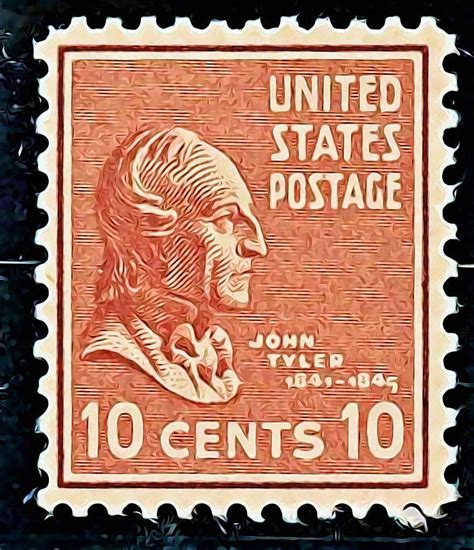 United States Postal Service John Tyler 10 Cent Stamp Digital Art By