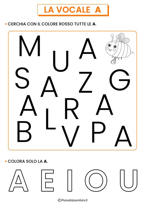 Schede Sulla Vocale A Per La Classe Prima Pianetabambini It