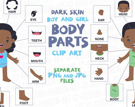 African American Boy And Girl Body Parts Clip Art Visual Scheme