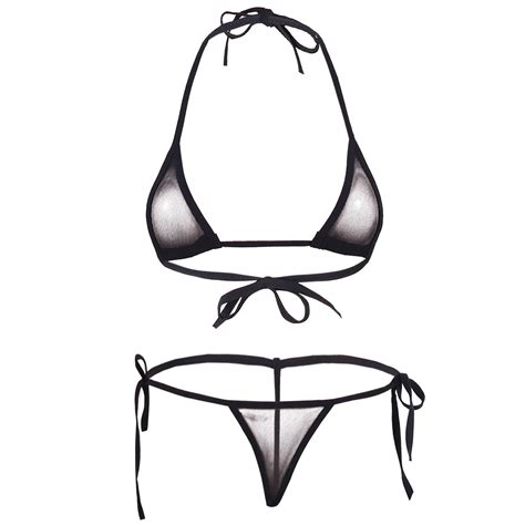 Best Hot Sexy Mini Micro Bikini Lingerie Suit For Women Lingerie Set Mesh Halter Bikini Top With