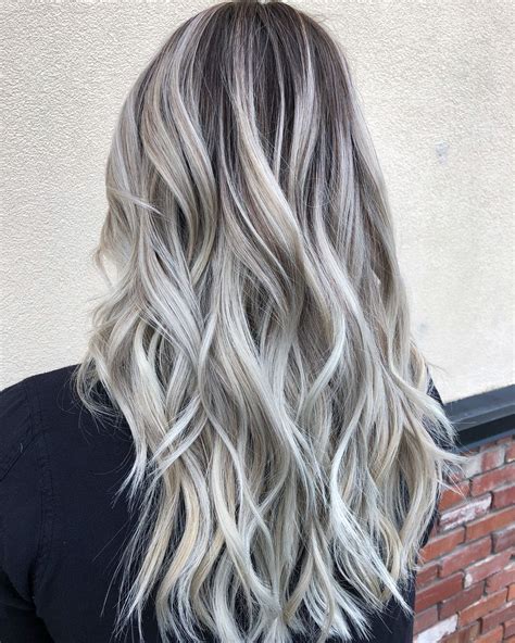 Icy Blonde With Shadow Root Balayage Hairpainting Longhair