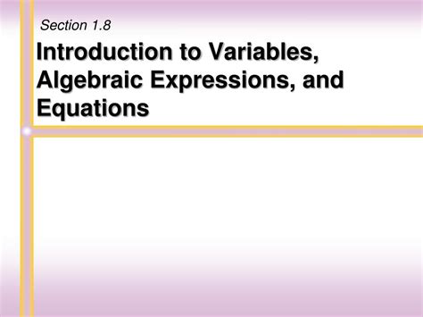 Ppt Introduction To Variables Algebraic Expressions And Equations