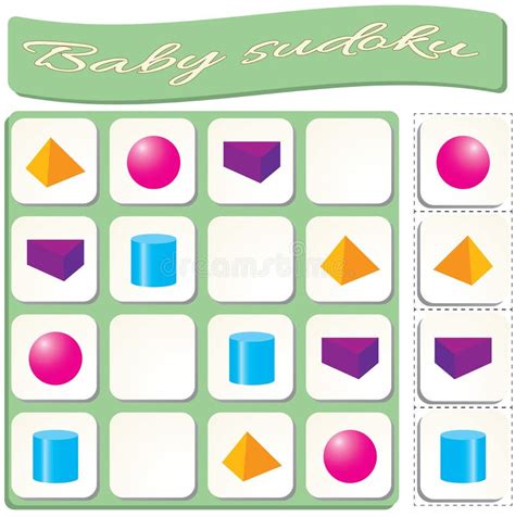 Sudoku For Kids With Colorful Geometric Figures Game For Preschool