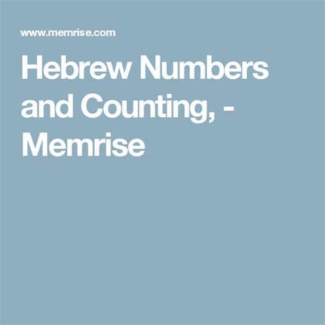 Hebrew Numbers And Counting Memrise Counting Hebrew Learning Numbers