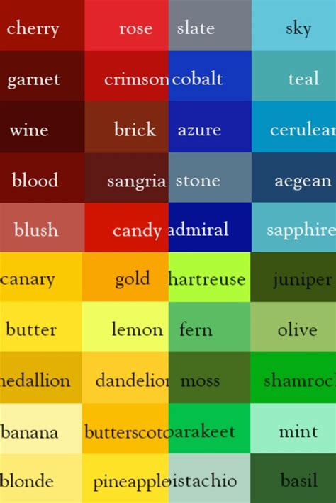 Red Paint Color Names