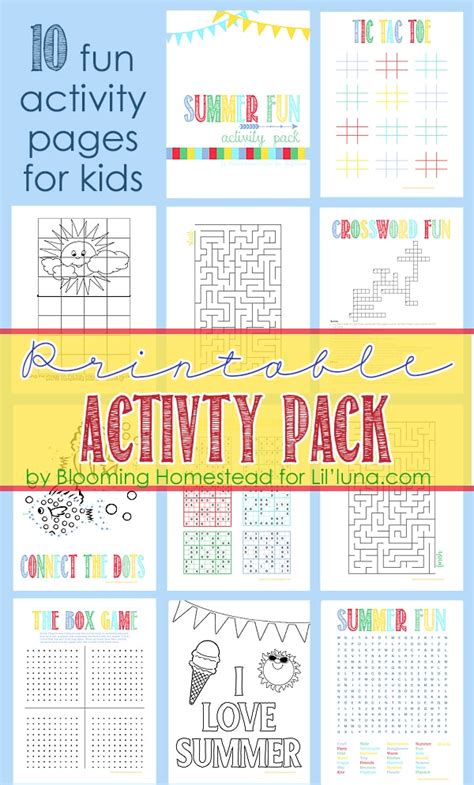 Summer Activity Sheets For Kids