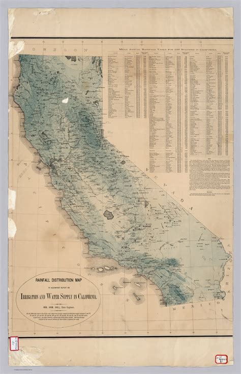 Average Rainfall Distribution In California David Rumsey Historical