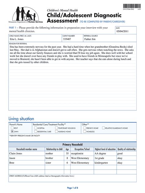 Mental Health Diagnostic Assessment Template Fill Out And Sign Online