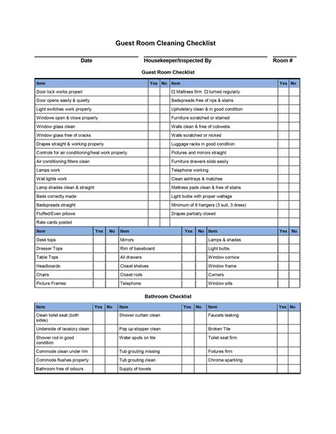 Supervision checklists are used to monitor the performance of the employees. cleaning checklist by room | Housekeeper checklist ...