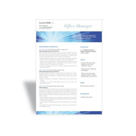 • only list your gpa if you are a recent college graduate. Download and write a great word CV résumé template office ...