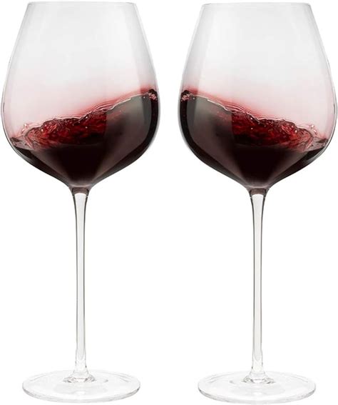 Wine Glasses Set Of 2 27 Oz Hand Blown Lead Free Crystal Modern Elegant