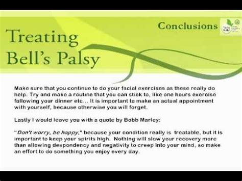 Symptoms, causes, treatments, and prognosis. Bell's Palsy Treatment - part 11 : (Conclusion) - YouTube
