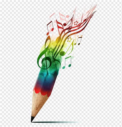 여러 가지 빛깔의 연필과 음악 톤 그림 음표 드로잉 아트 음악 컬러 노트 컬러 스플래쉬 연필 텍스트 Png Pngwing