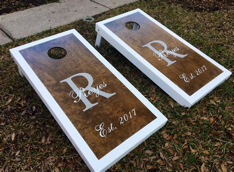 Custom Wedding Cornhole Boards No Bags Stained And Etsy In 2021