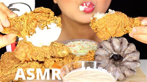 Asmr Kfc Crunchy Fried Chicken With Alfredo Sauce Chocolate Donut