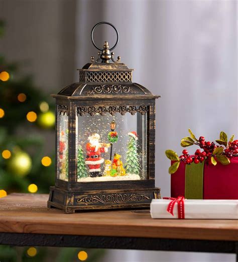 Lighted Christmas Snow Globe Lantern Santa Claus With T Reindeer