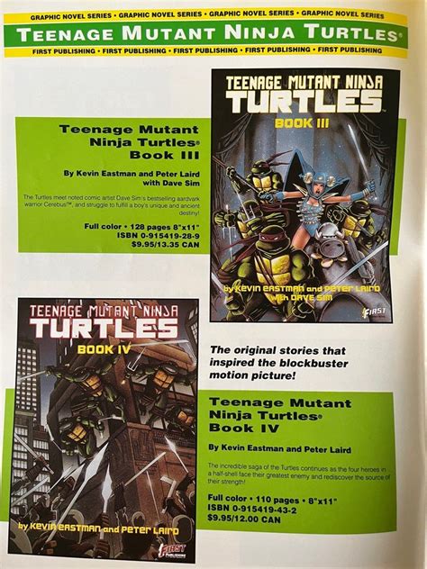 First Comics Teenage Mutant Ninja Turtles Graphic Novel Set Of 3