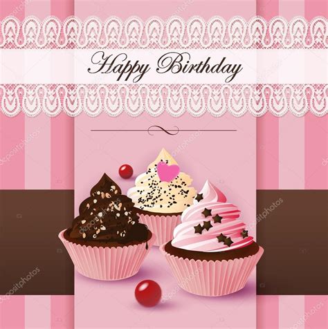 Feliz Cumpleaños Cupcake Vector Gráfico Vectorial © Upstudio Imagen