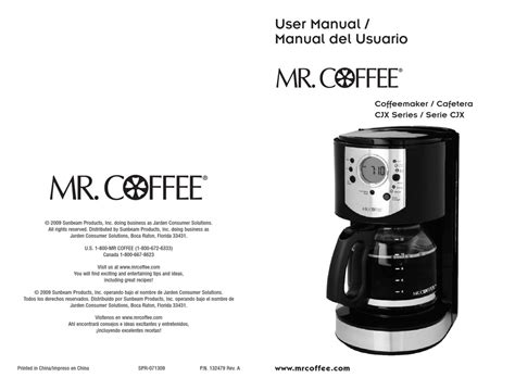 Mr Coffee Cjx Series User Manual Pdf Download Manualslib