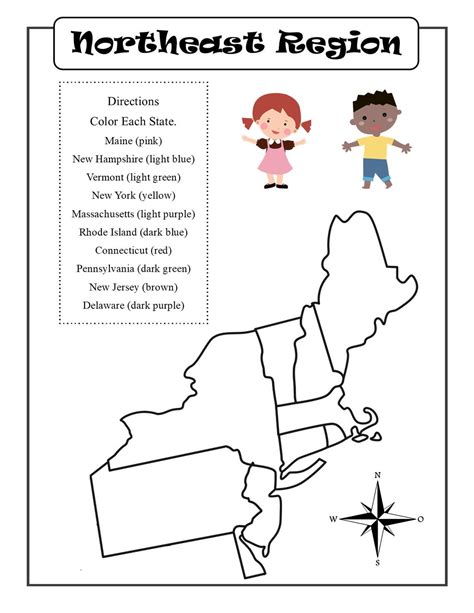Us Geography Map Worksheets Printable For Elementary School Etsy